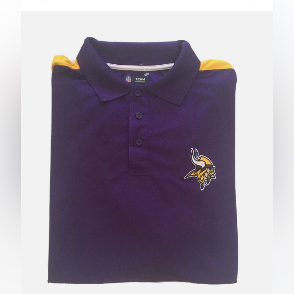 NFL Team Apparel Men’s Minnesota Vikings Purple Gold Football Team S/S Polo 5XL